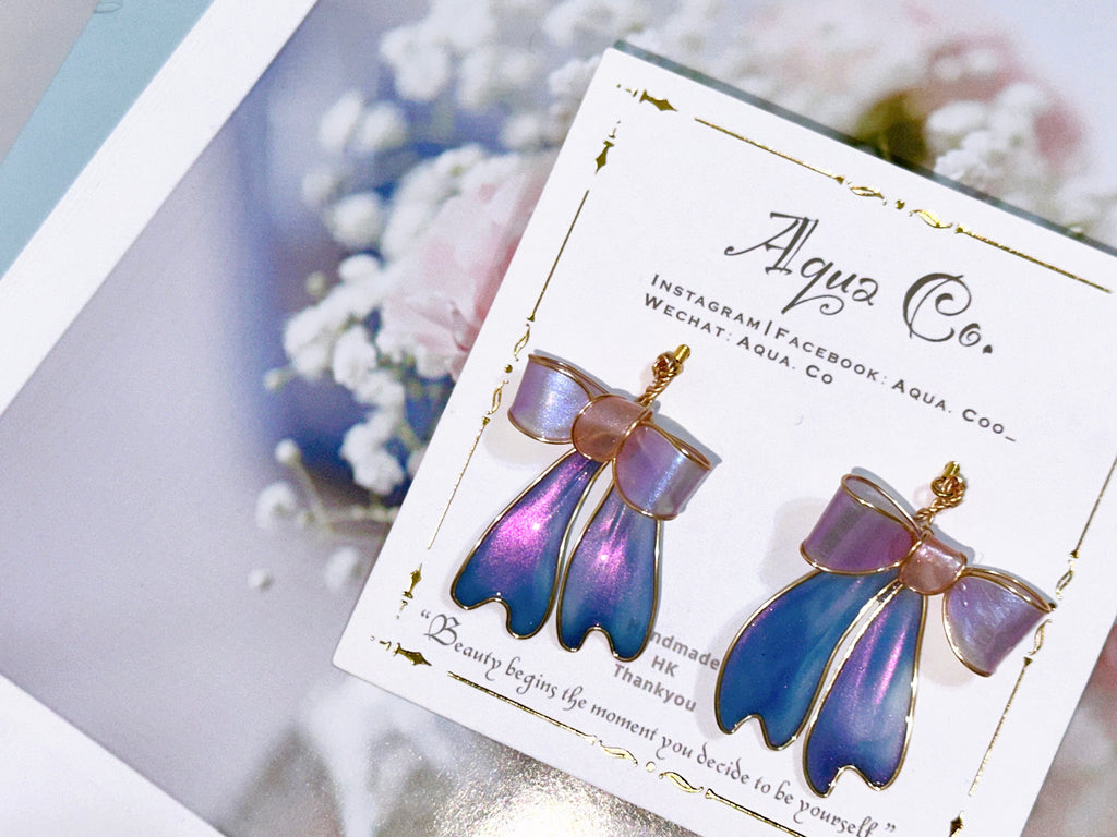 Handmade purple bow earrings🎀